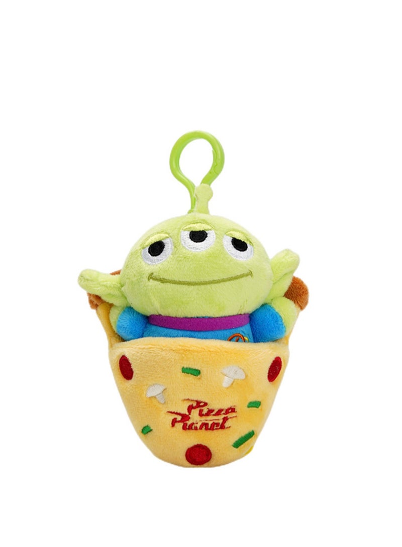 11cm Cute Plush Keychain Toy, Pizza Green Three-Eyed Plush Texture Pendant, Bag Pendant Decoration, Suitable For Children Over 0 Years Old Toy Gift - Image 1